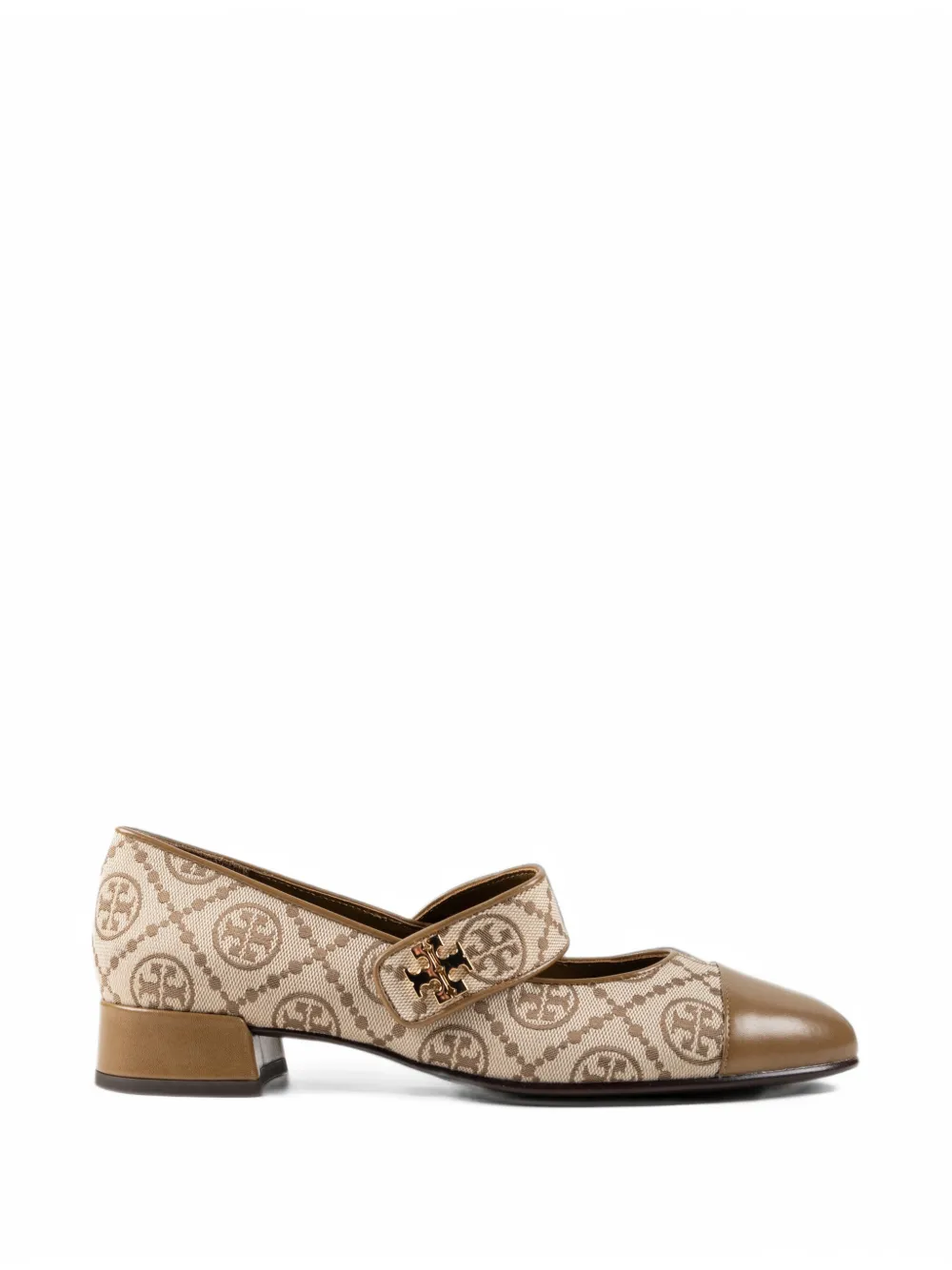 Tory Burch T Monogram leather-trim ballet flats - Toni neutri