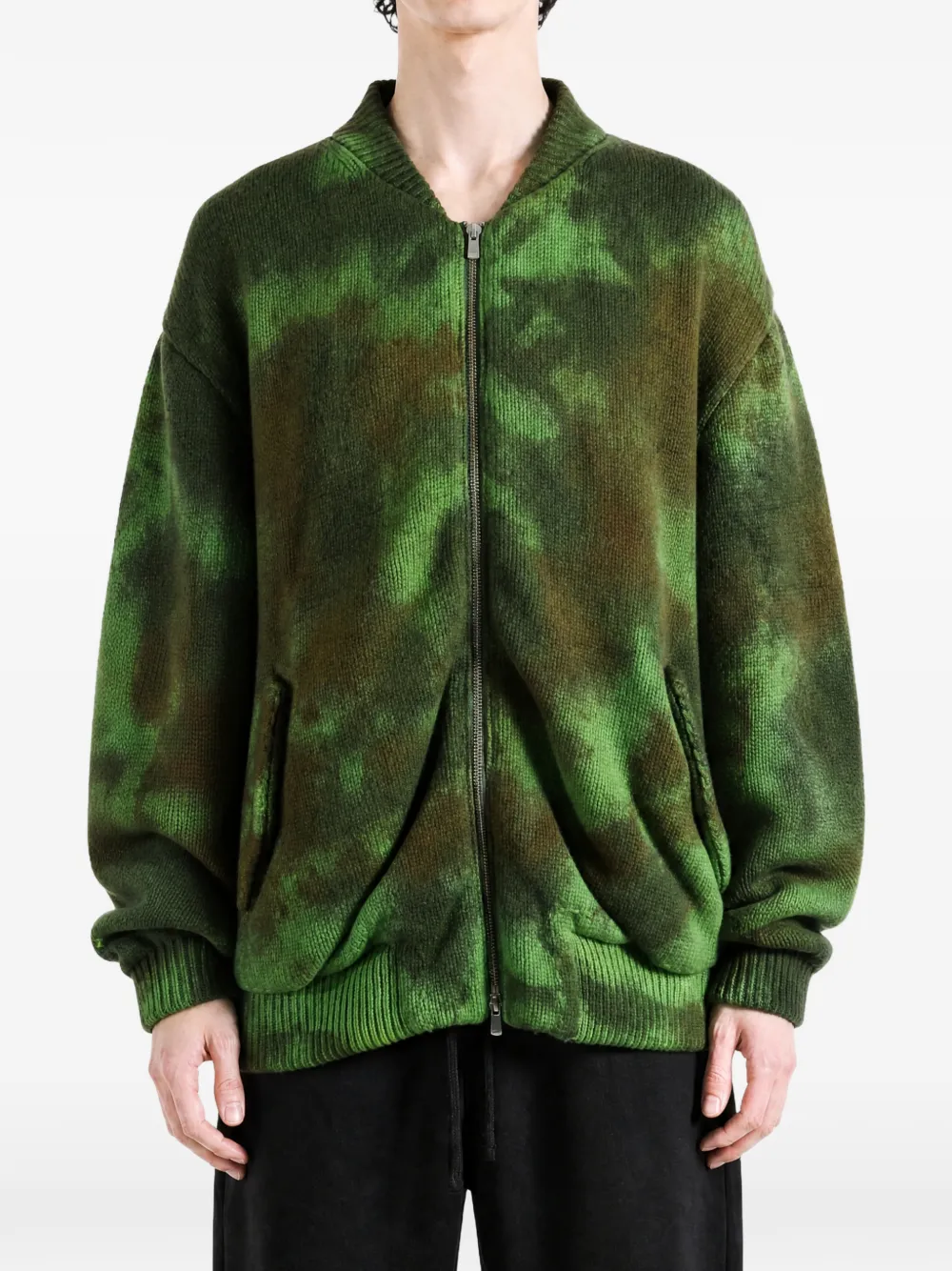 Vowels Gebreid jack met tie-dye-print Groen