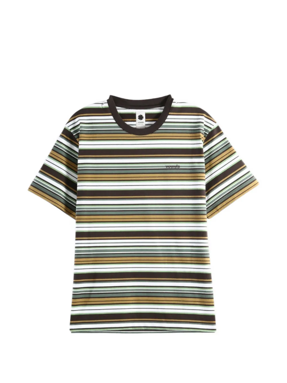 Vowels horizontal-stripe logo-print T-shirt