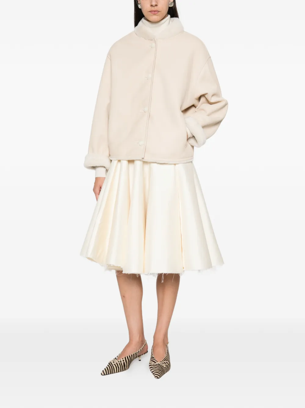 Yves Salomon Leren jack Beige