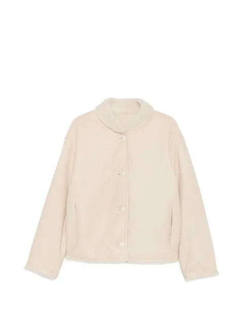 Yves Salomon leather button-up jacket
