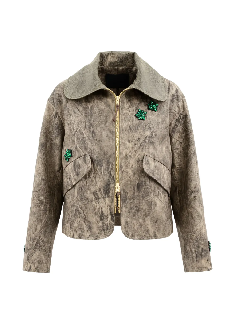 Odeeh Photo-print Crystal-embellished Jacket In Brown