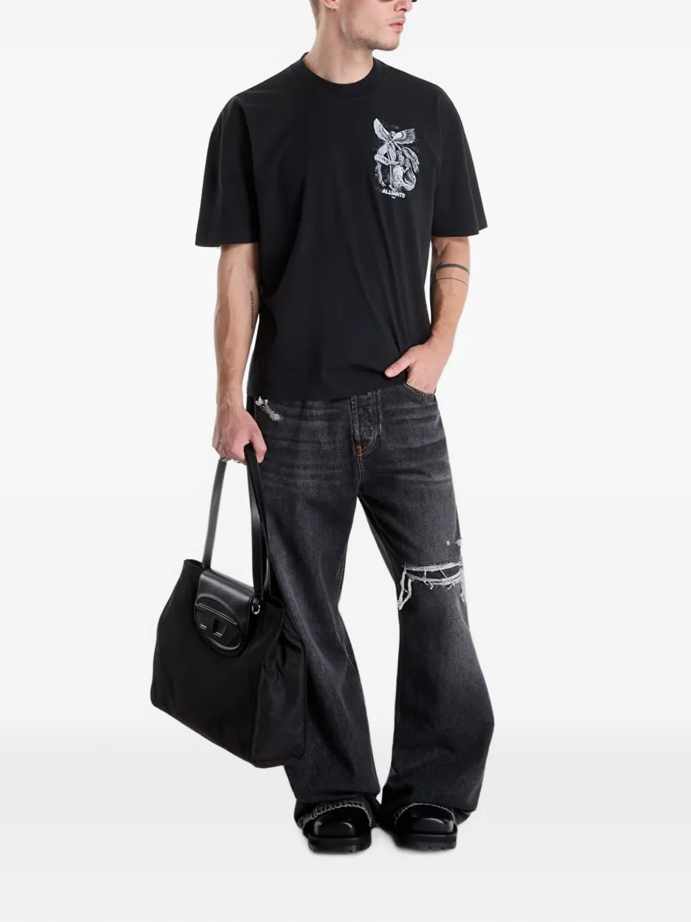 AllSaints Seraph T-shirt met engel-print Zwart