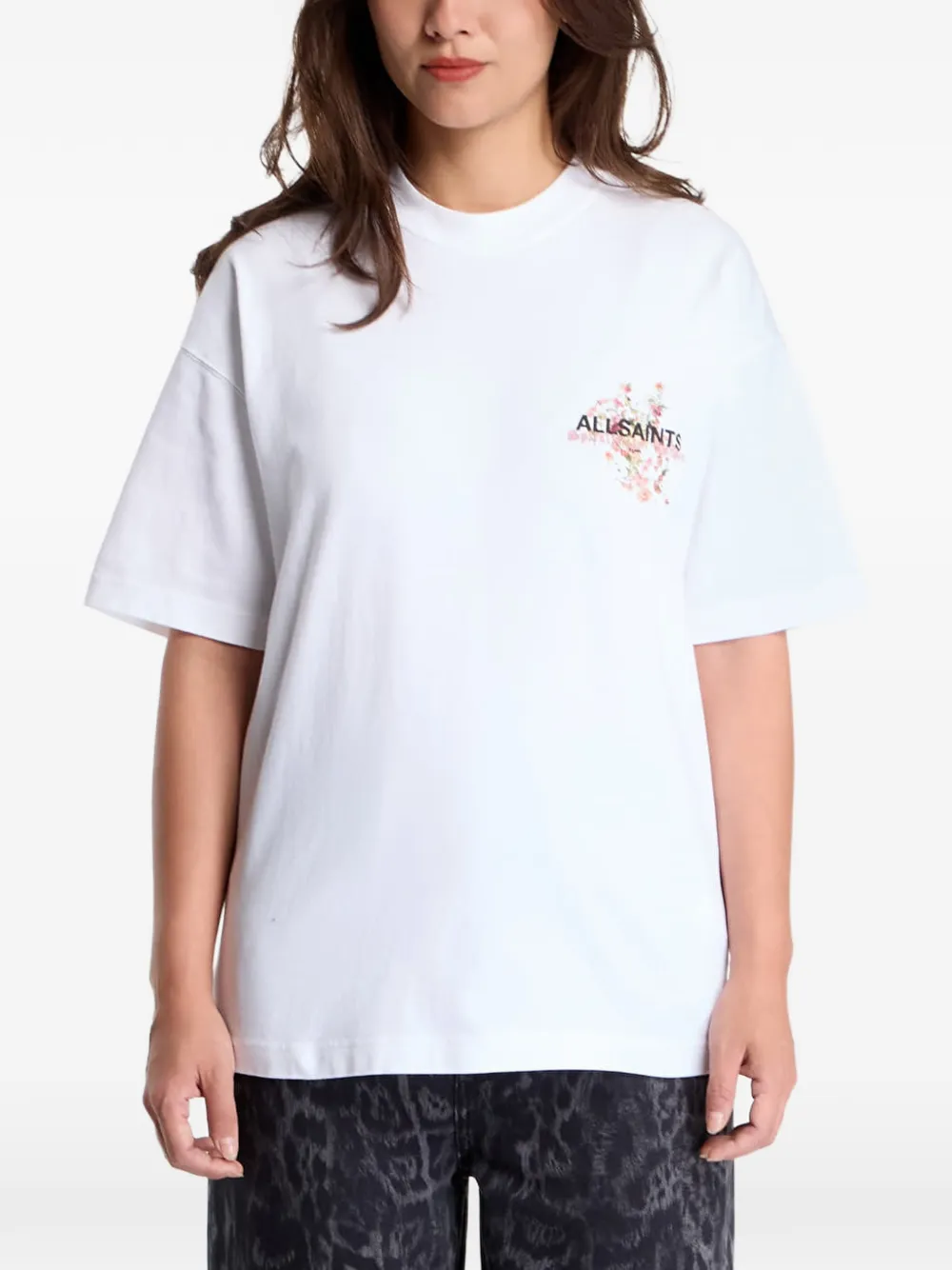 AllSaints floral logo-print T-shirt