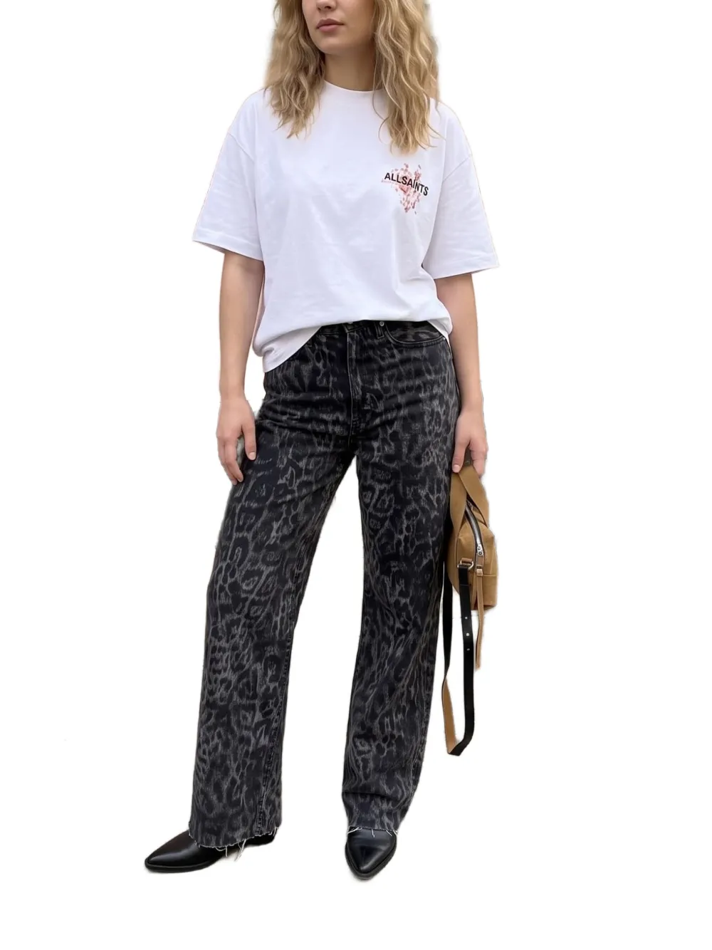 AllSaints T-shirt met logoprint Wit