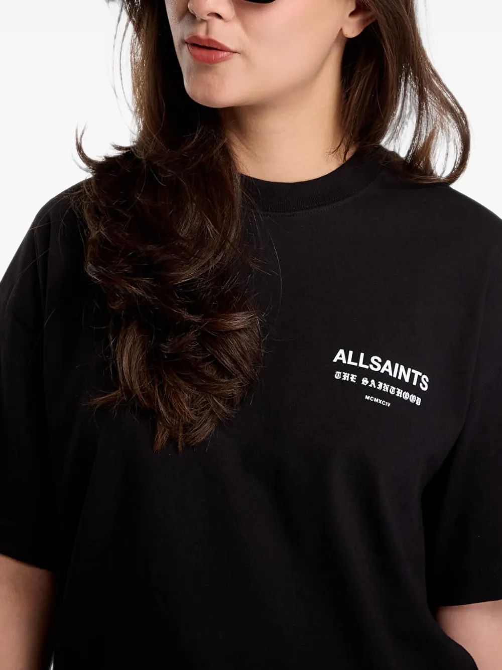 AllSaints Eliana Etta T-shirt met logo-print Zwart