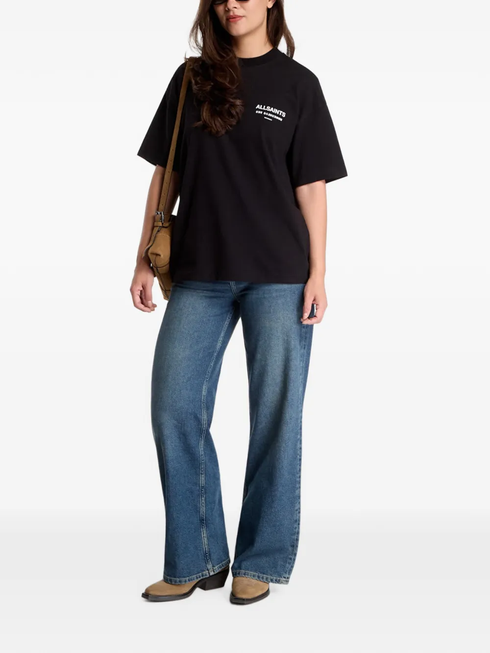 AllSaints Eliana Etta T-shirt met logo-print Zwart