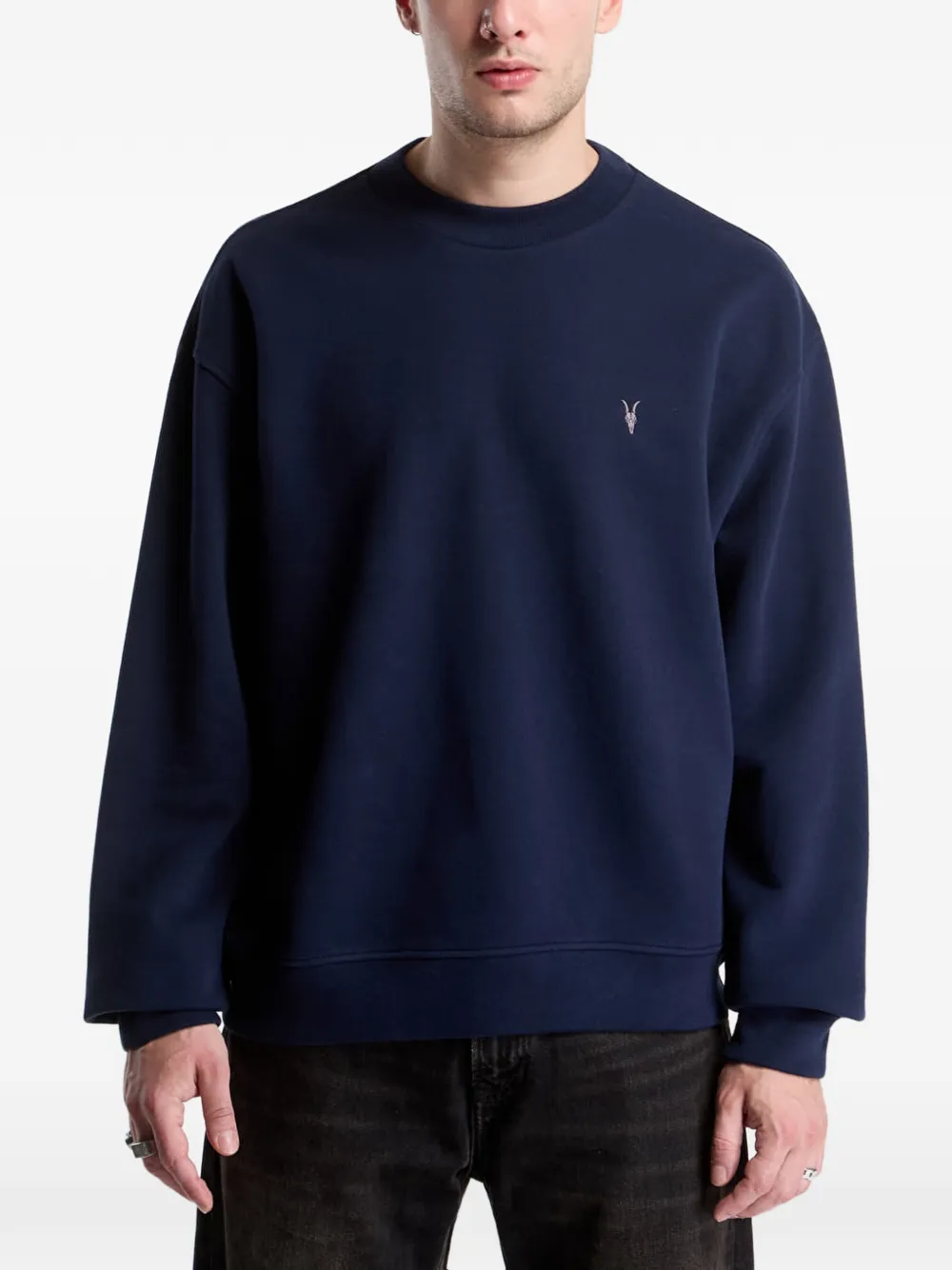 AllSaints Asher Ramskull logo-embroidered sweatshirt - Blu
