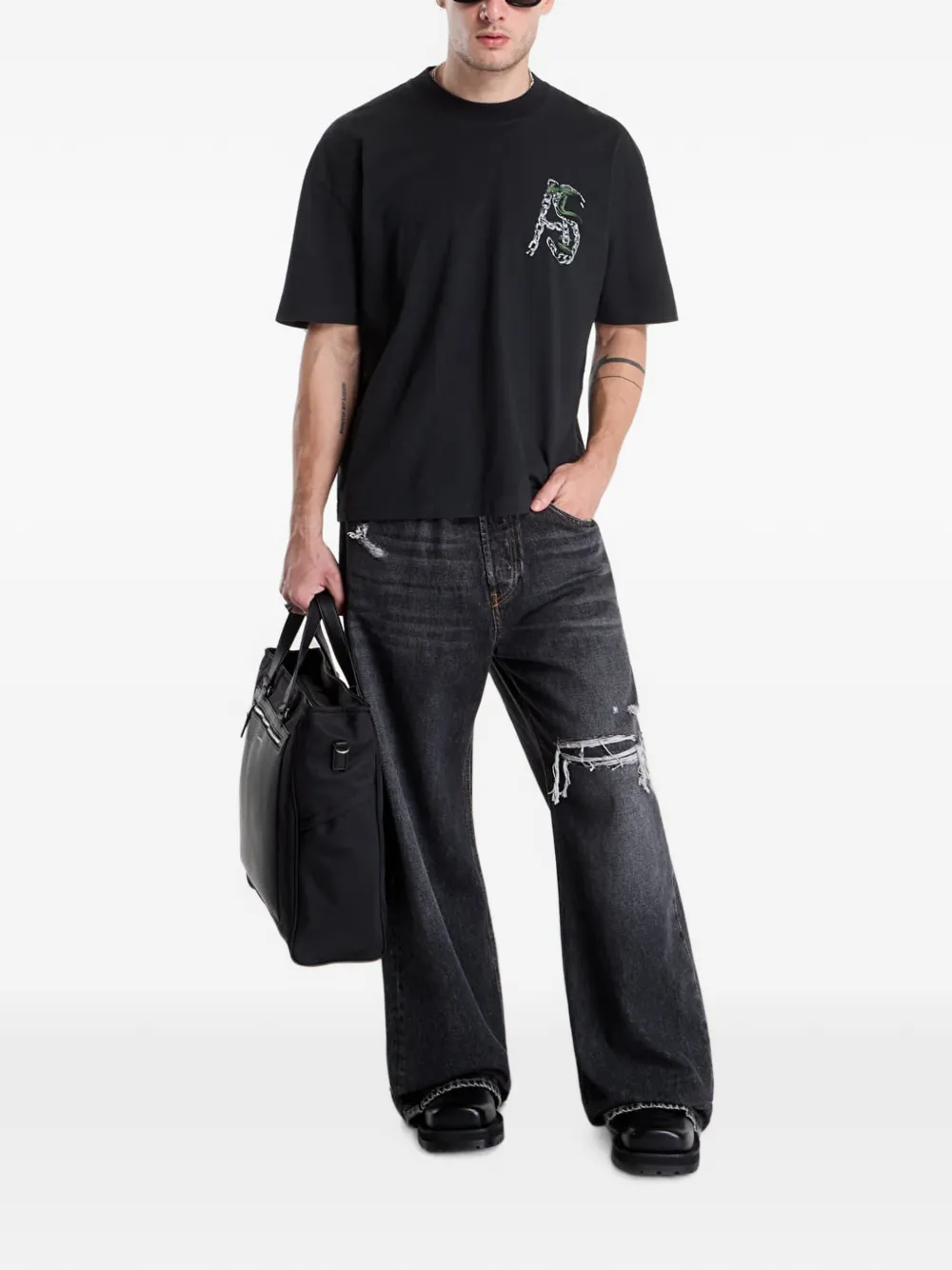 AllSaints Linx T-shirt met grafische print Zwart