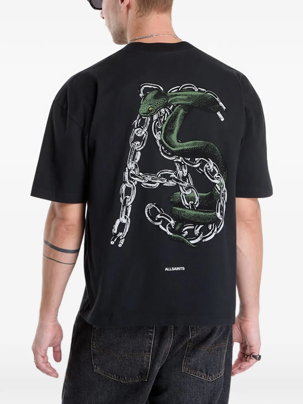 AllSaints Linx T-shirt met grafische print Zwart