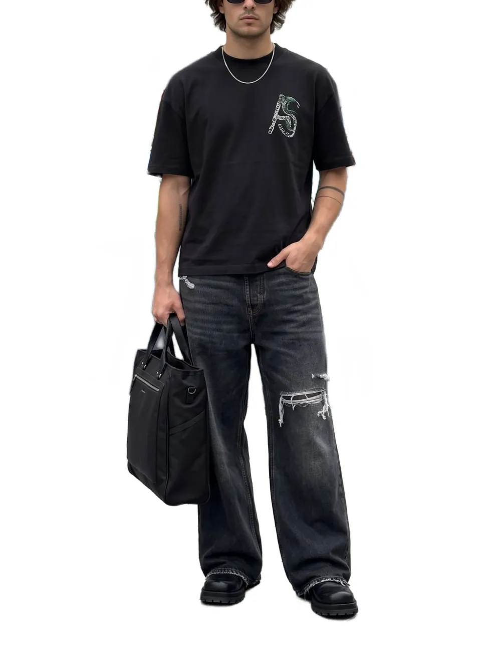 AllSaints Linx T-shirt met grafische print Zwart
