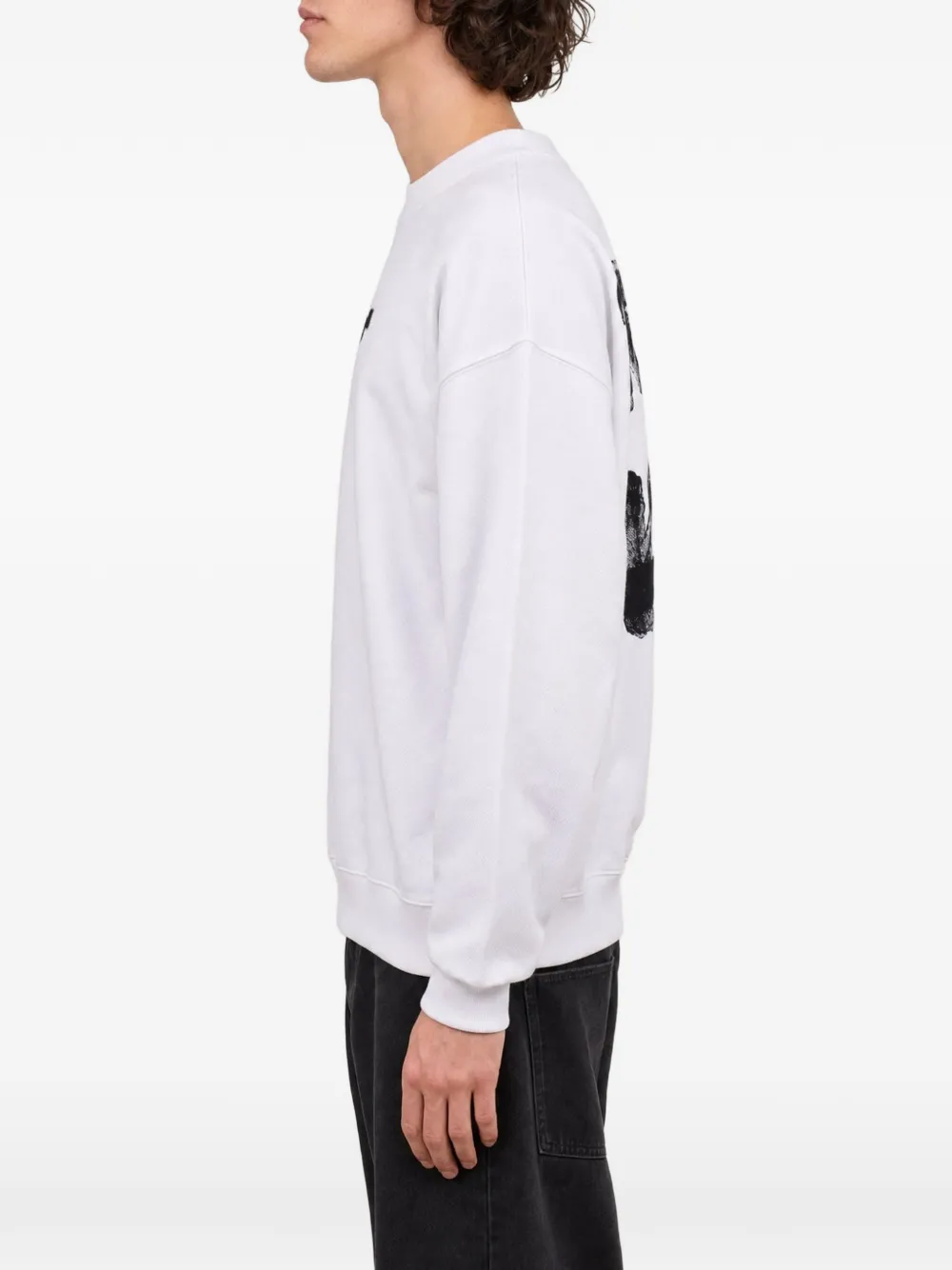 Off-White logo-print cotton sweatshirt Wit