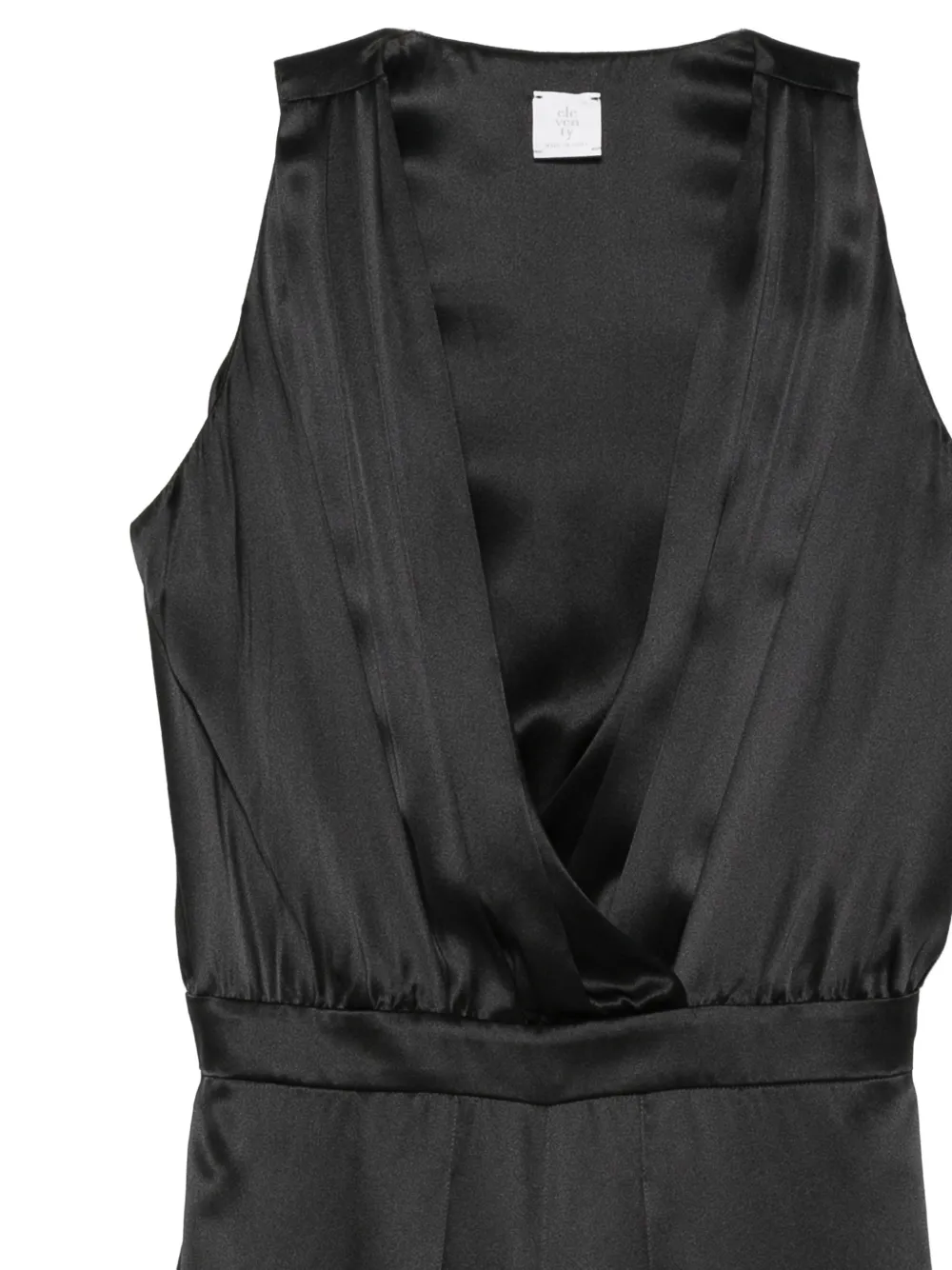 Eleventy satin wrap jumpsuit Zwart