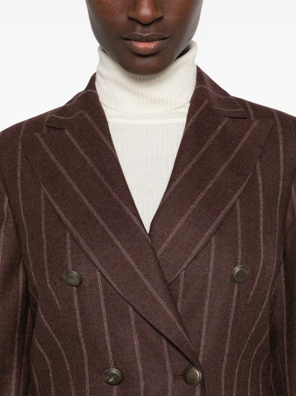 Barba Blazer met krijtstreep en dubbele rij knopen Bruin