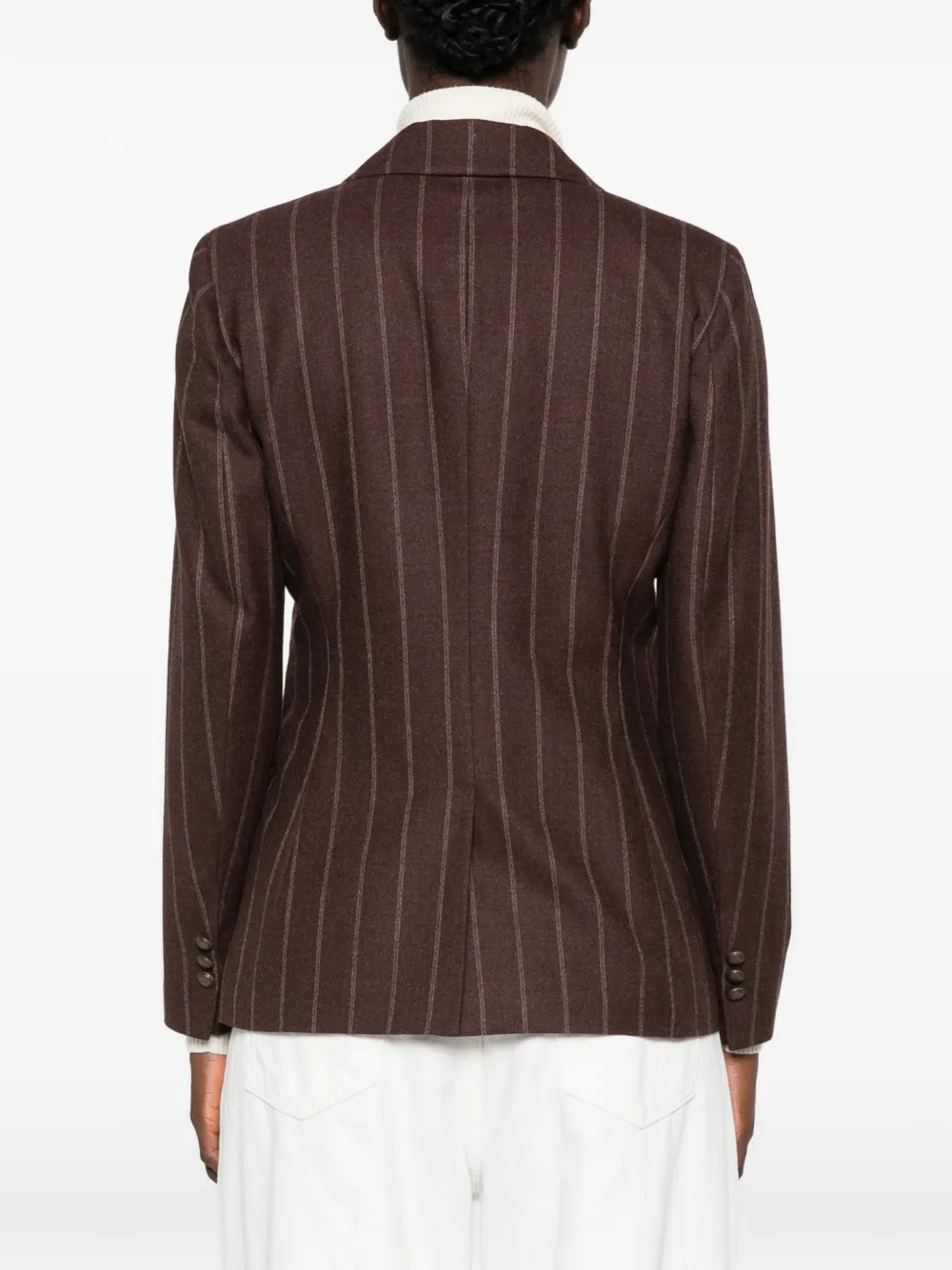 Barba Blazer met krijtstreep en dubbele rij knopen Bruin