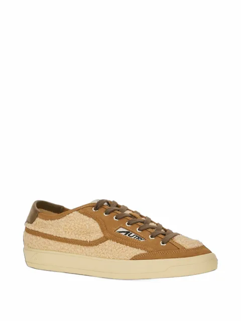 Autry Windscape low sneakers in natural color and cigar boucle fabric