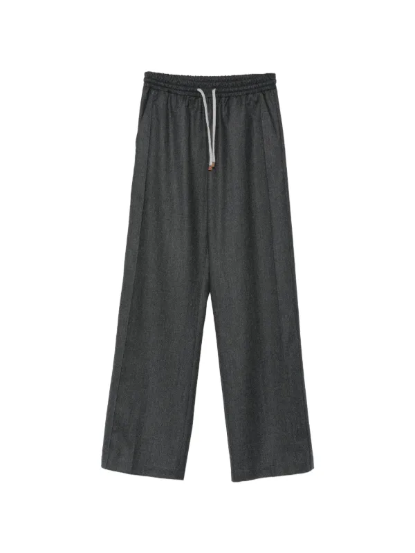 Barba Drawstring-waist Wide-leg Trousers in Grey