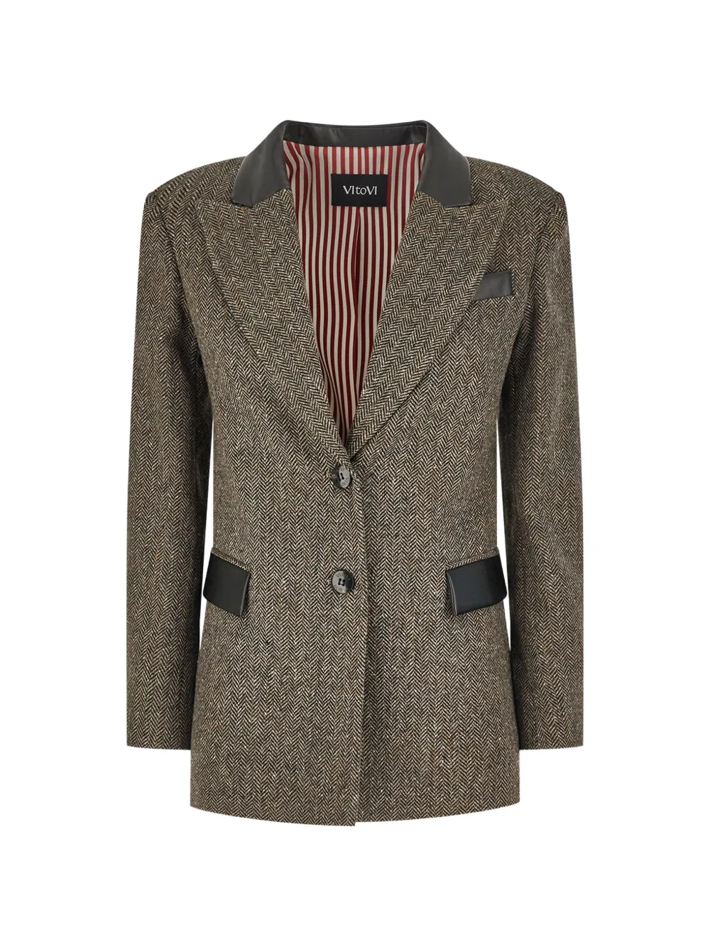 VITOVI herringbone-pattern single-breasted blazer - Brown