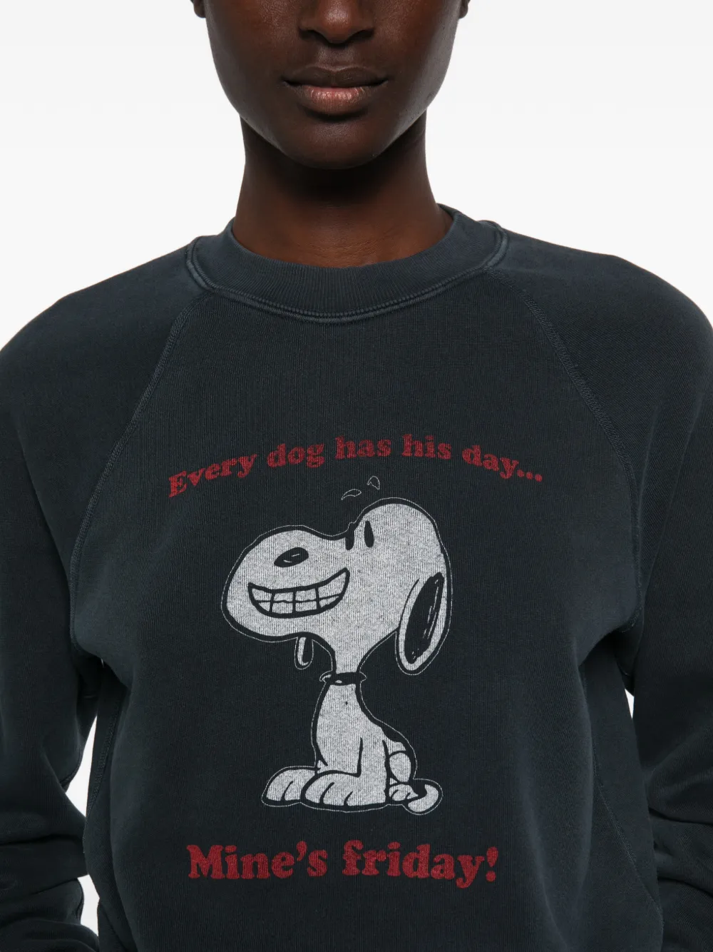RE DONE Sweater met grafische print en raglanmouwen Grijs