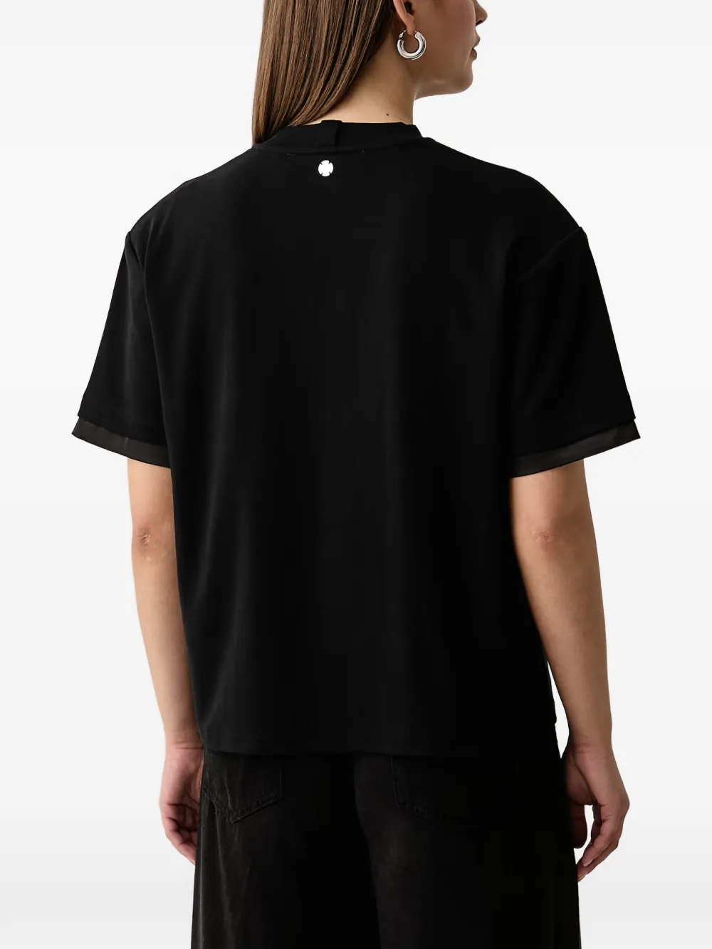 Silvian Heach satin-trim logo-plaque T-shirt Zwart