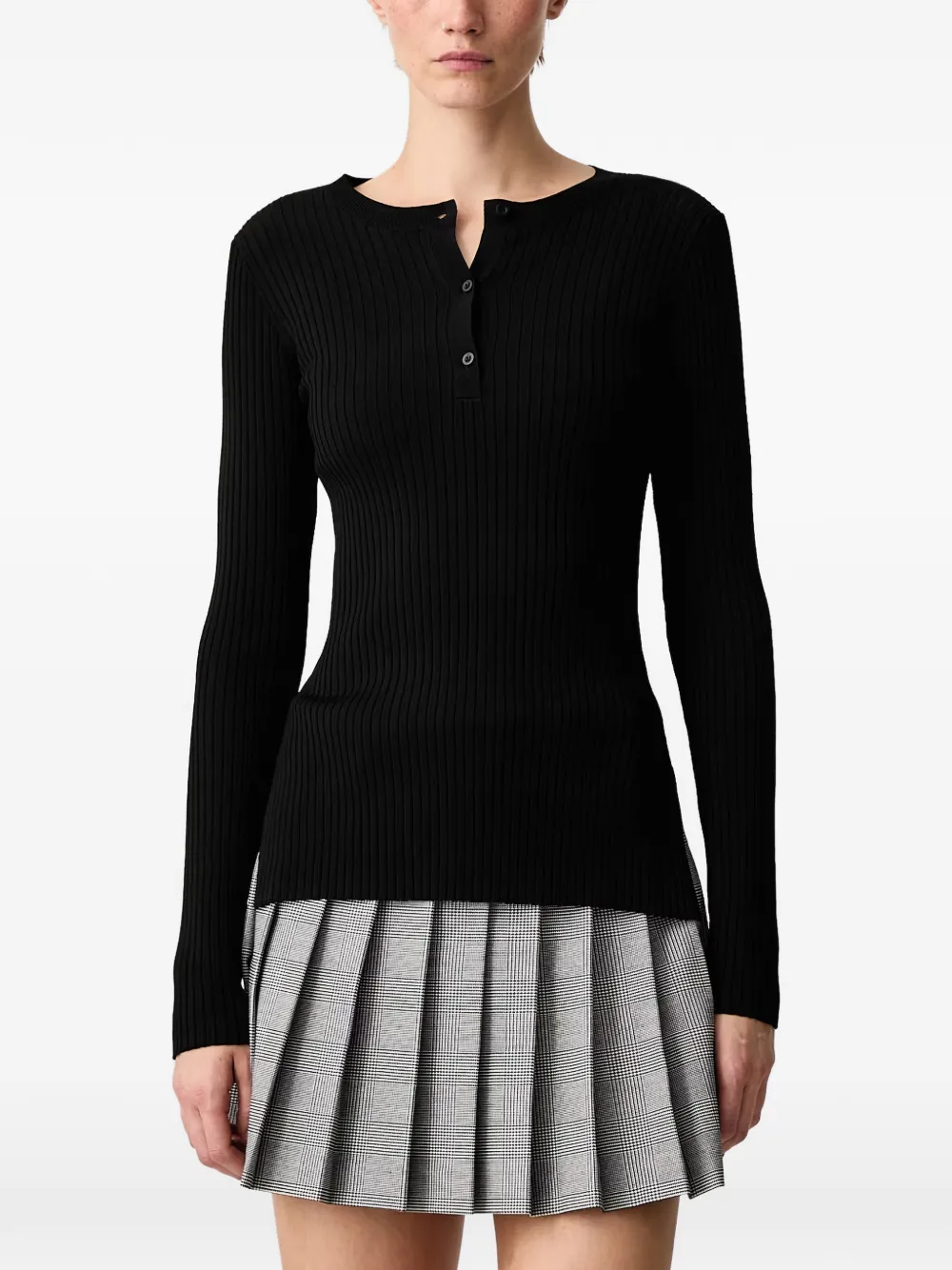 WRSTBHVR Nora ribbed Henley-neck long-sleeve top