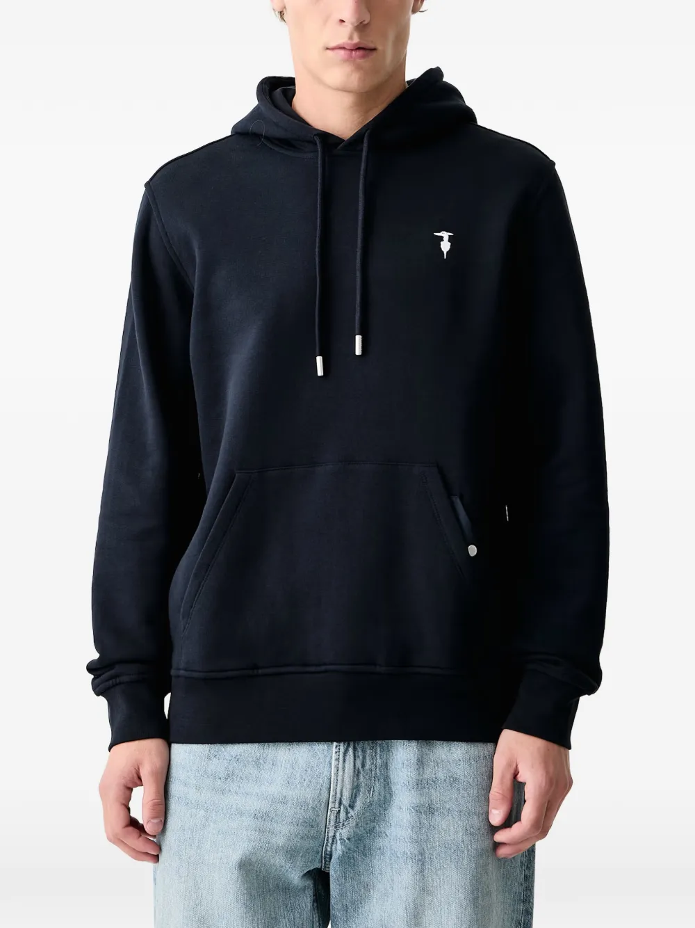Trussardi embroidered-logo drawstring hoodie - Blu