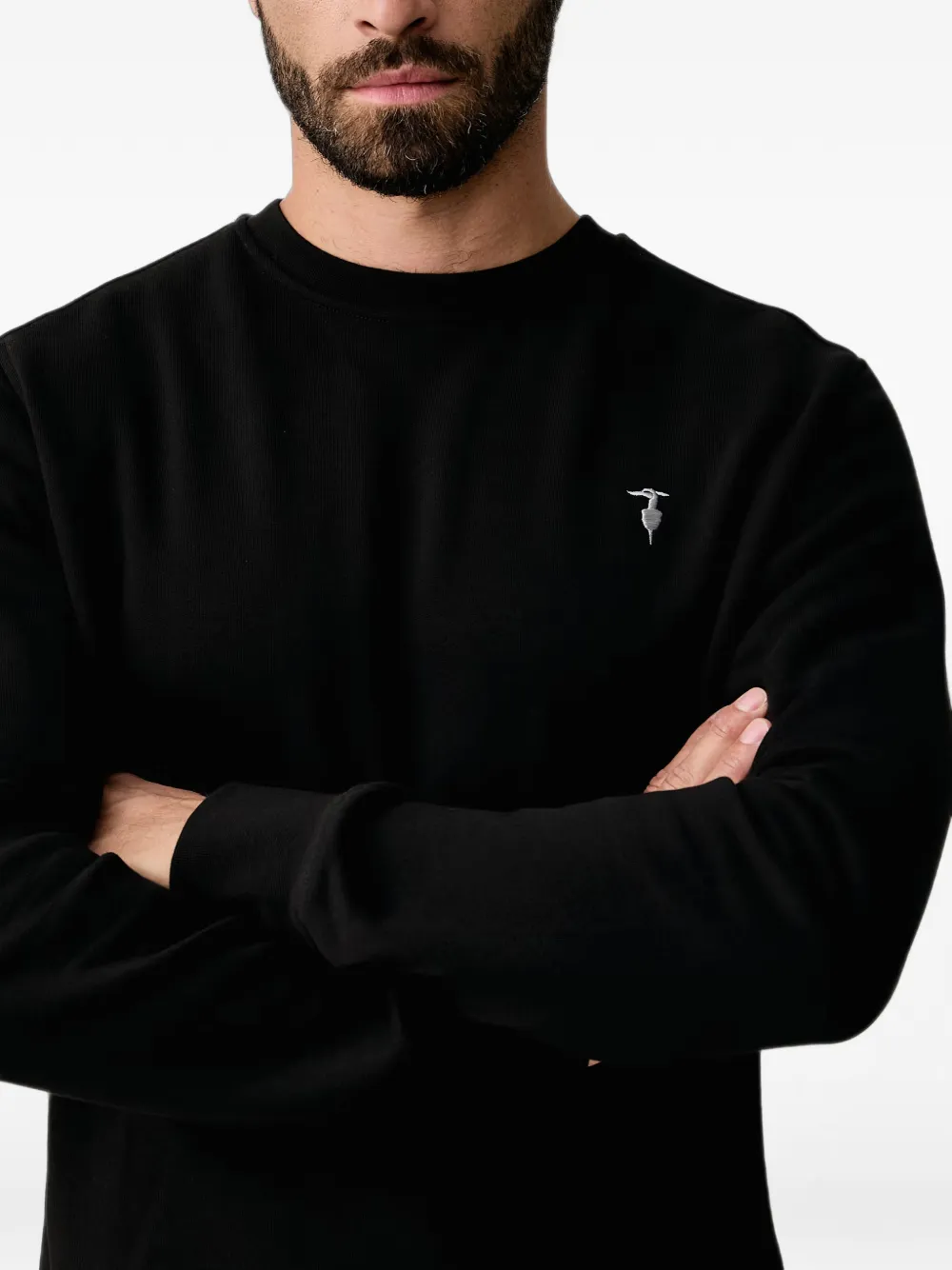 Trussardi Trui met geborduurd logo en ronde hals Zwart