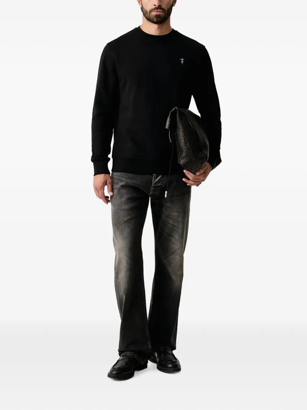 Trussardi Trui met geborduurd logo en ronde hals Zwart