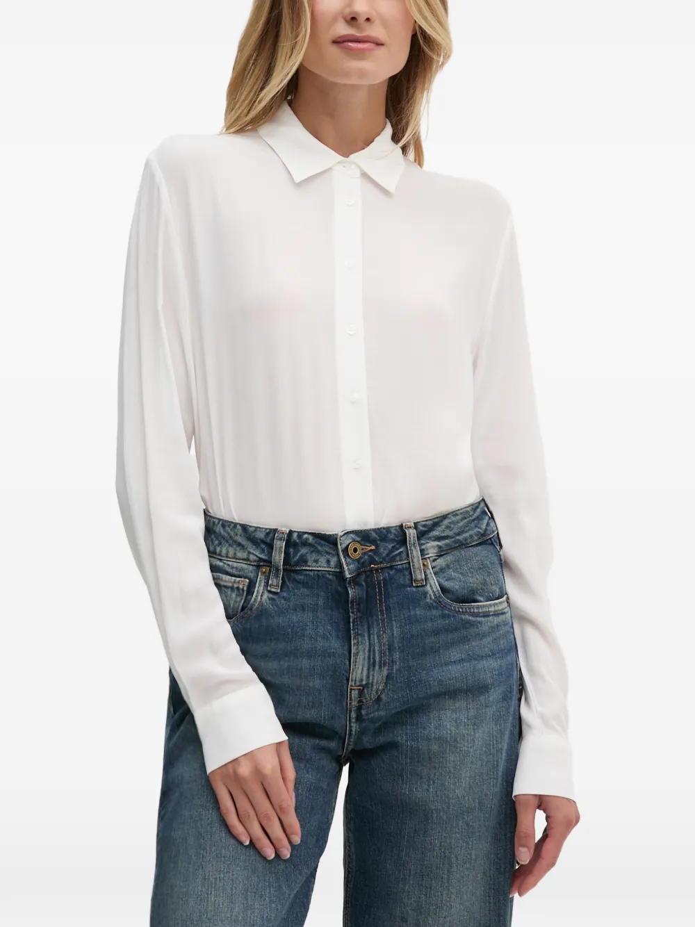 Sisley long-sleeve button-down shirt - Blanc Sisley long-sleeve button-down shirt - Blanc