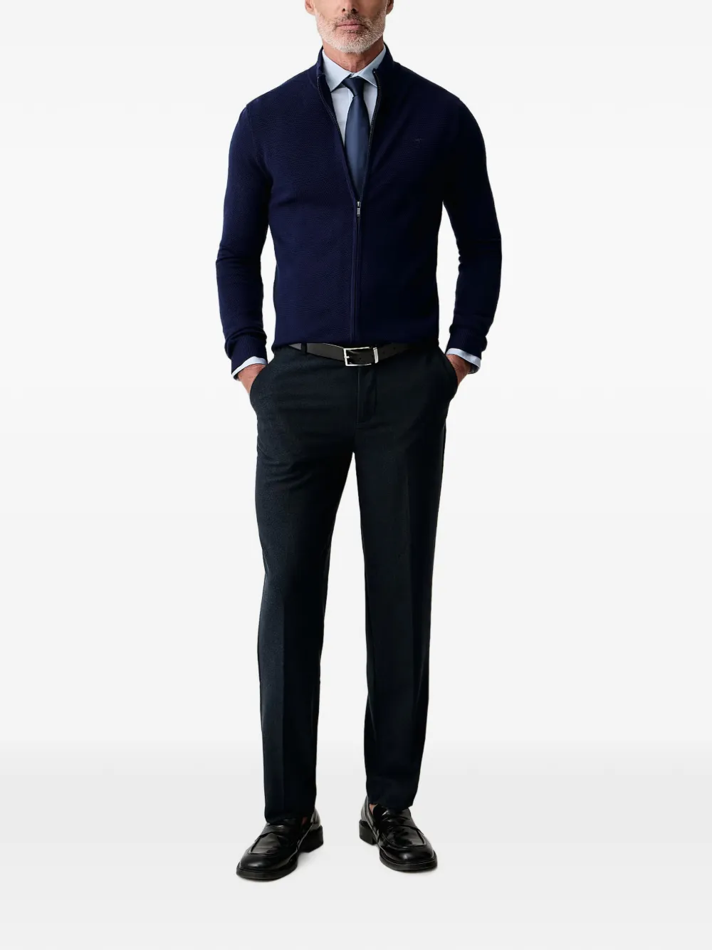 Trussardi Gebreid vest met textuur en rits Blauw