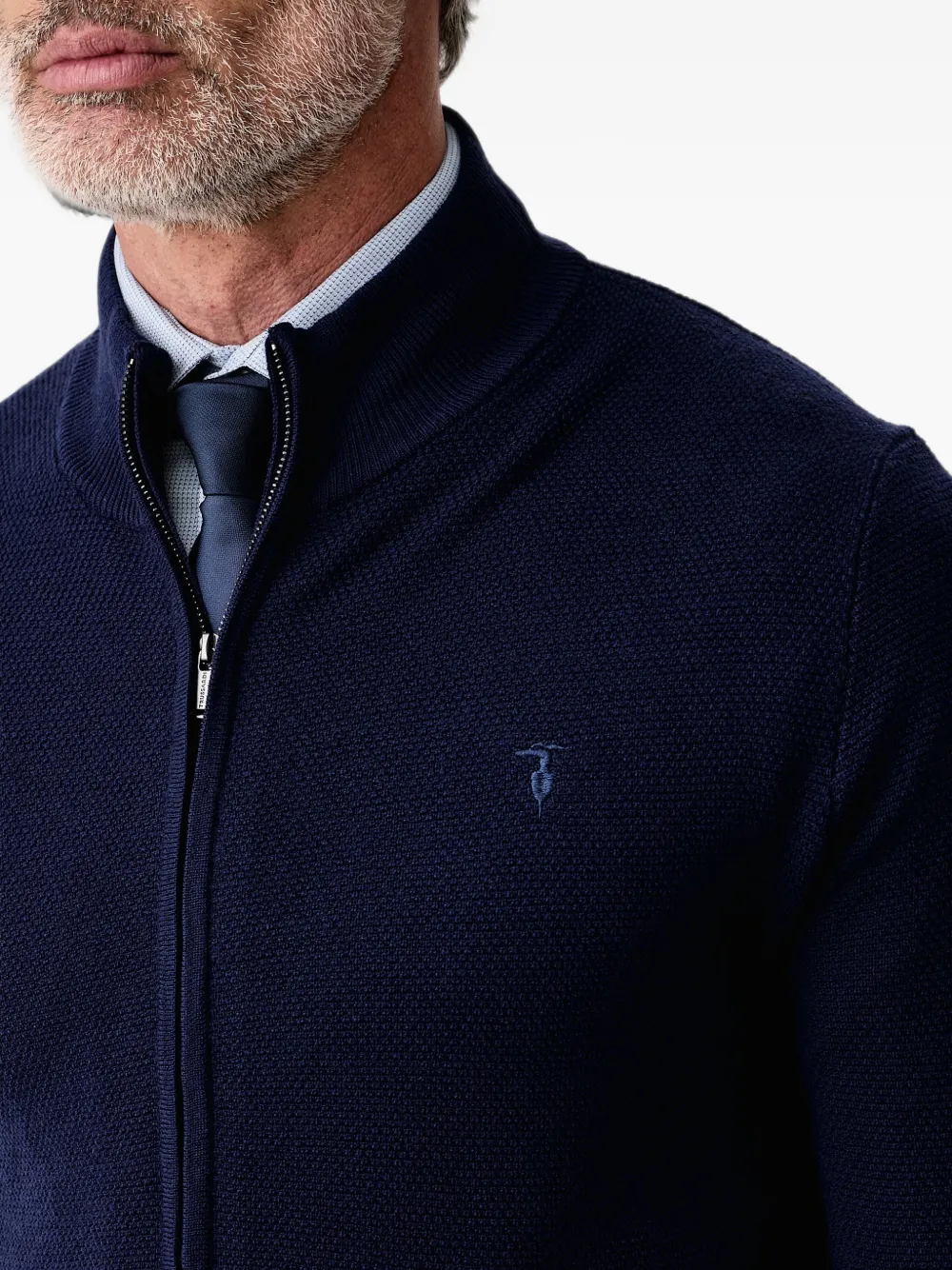 Trussardi Gebreid vest met textuur en rits Blauw
