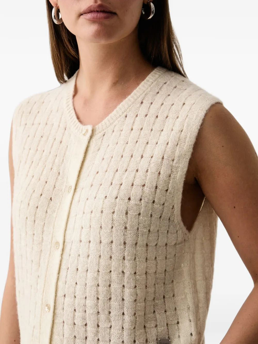 Trussardi Geweven top met knopen Wit