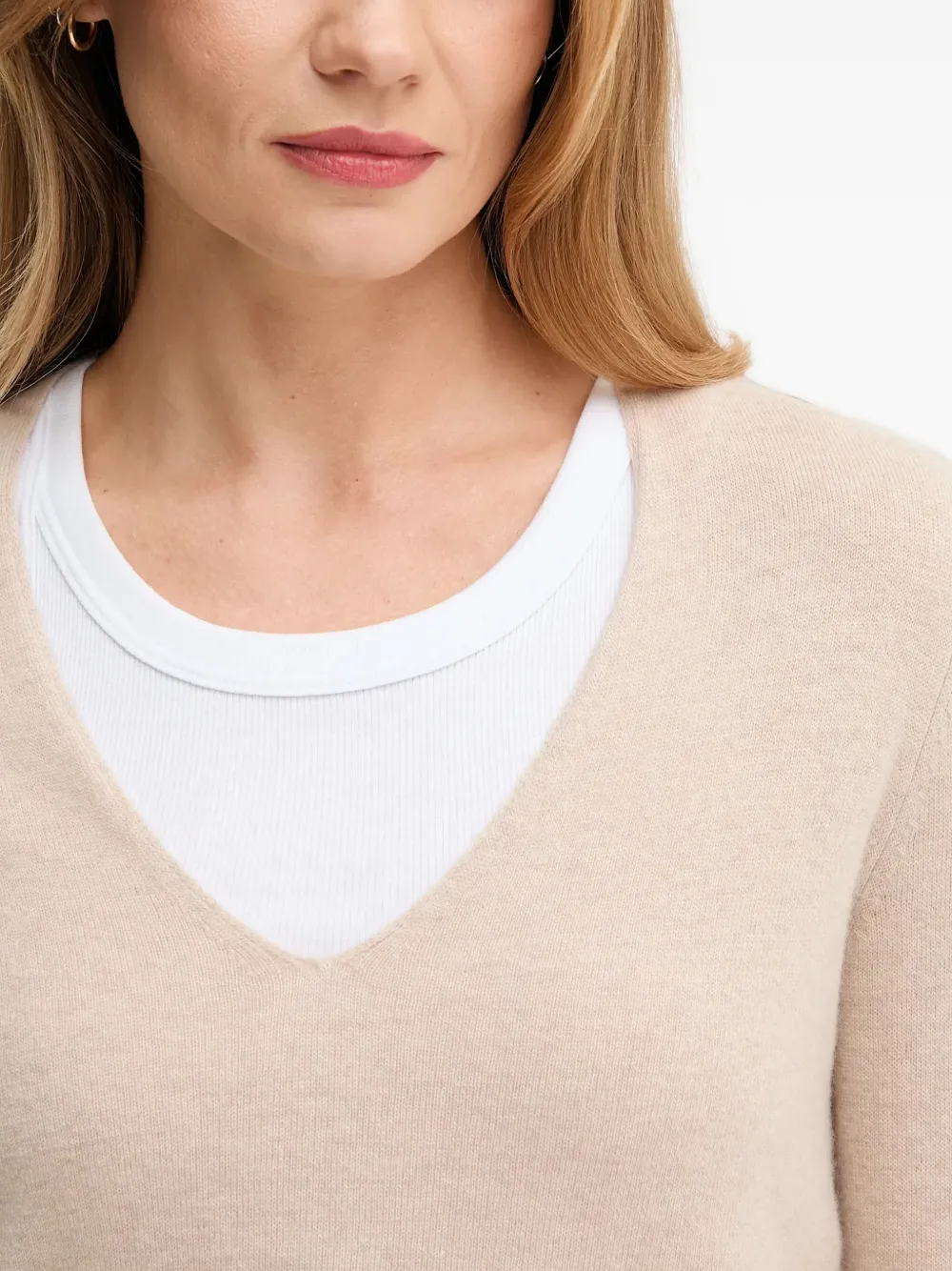 Benetton Trui met V-hals Beige