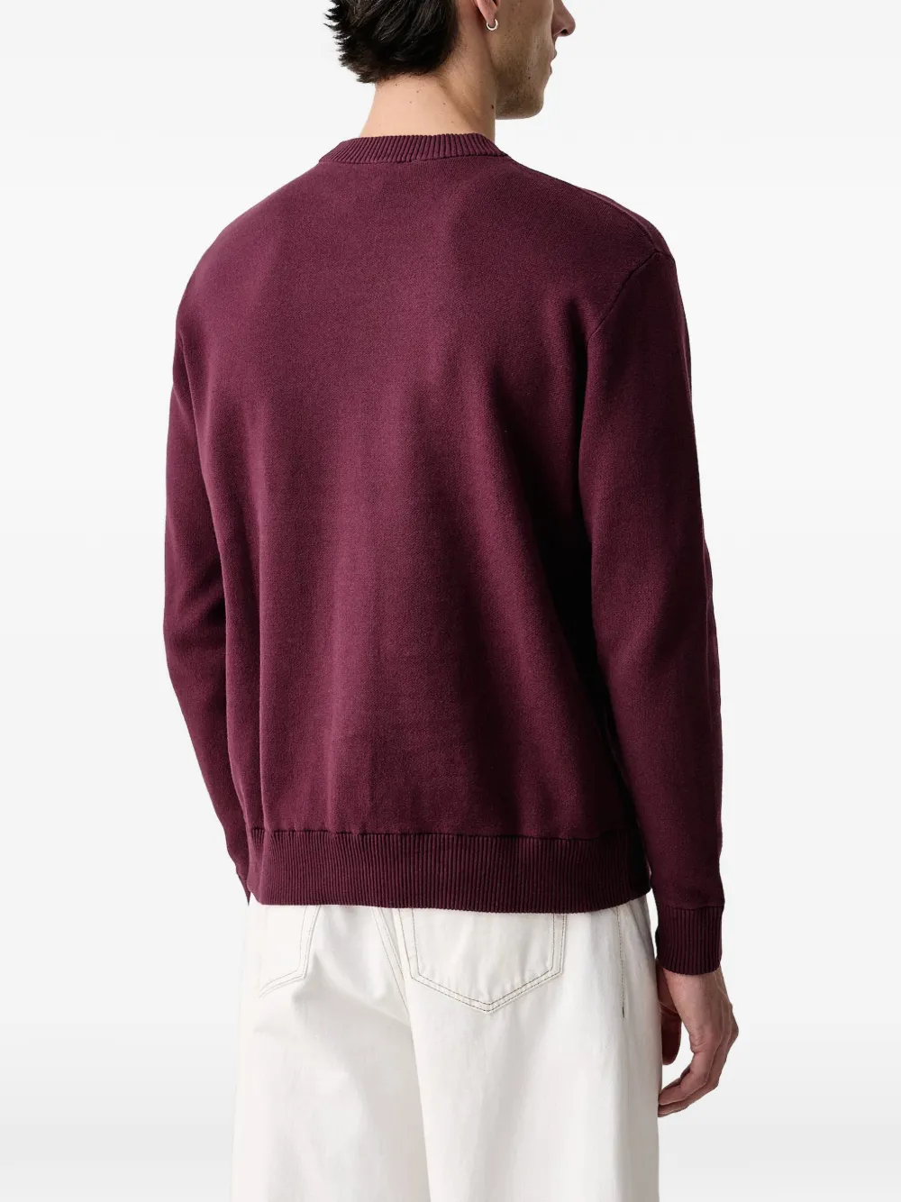 Benetton logo-embroidered crew-neck sweater Rood