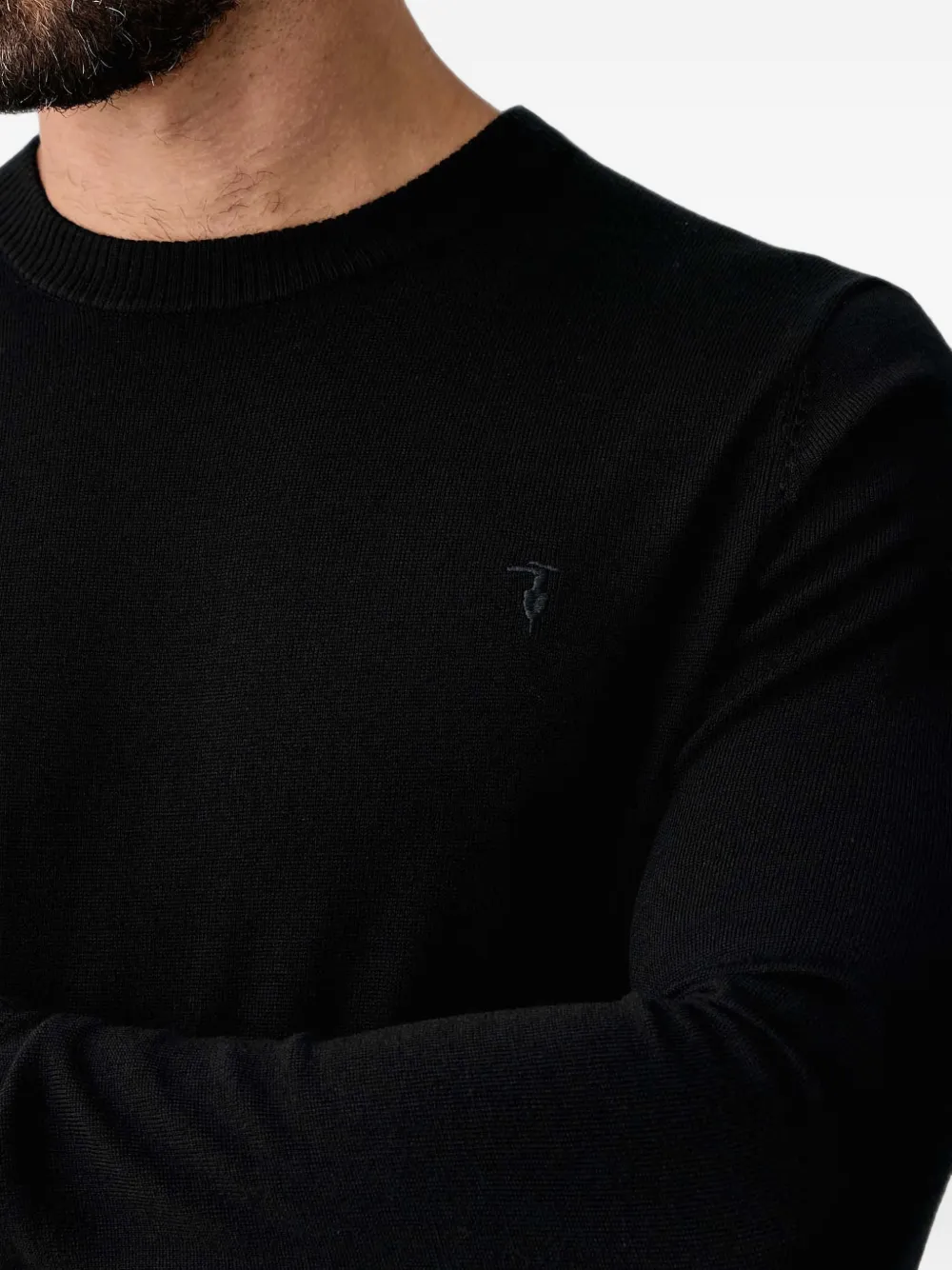 Trussardi Trui met geborduurd logo en ronde hals Zwart