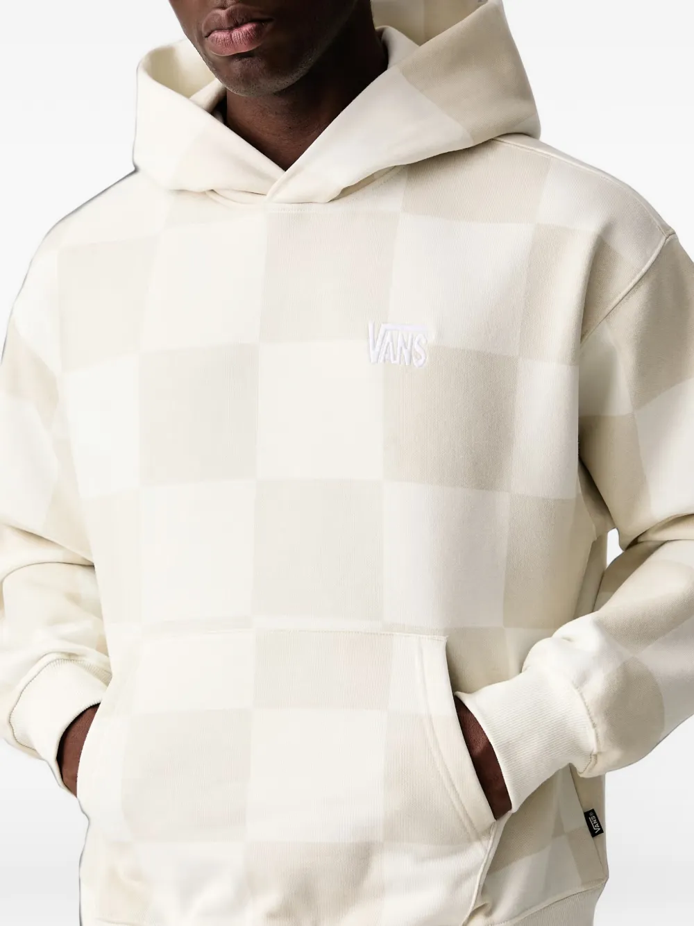 Vans checkerboard-print embroidered-logo hoodie Wit