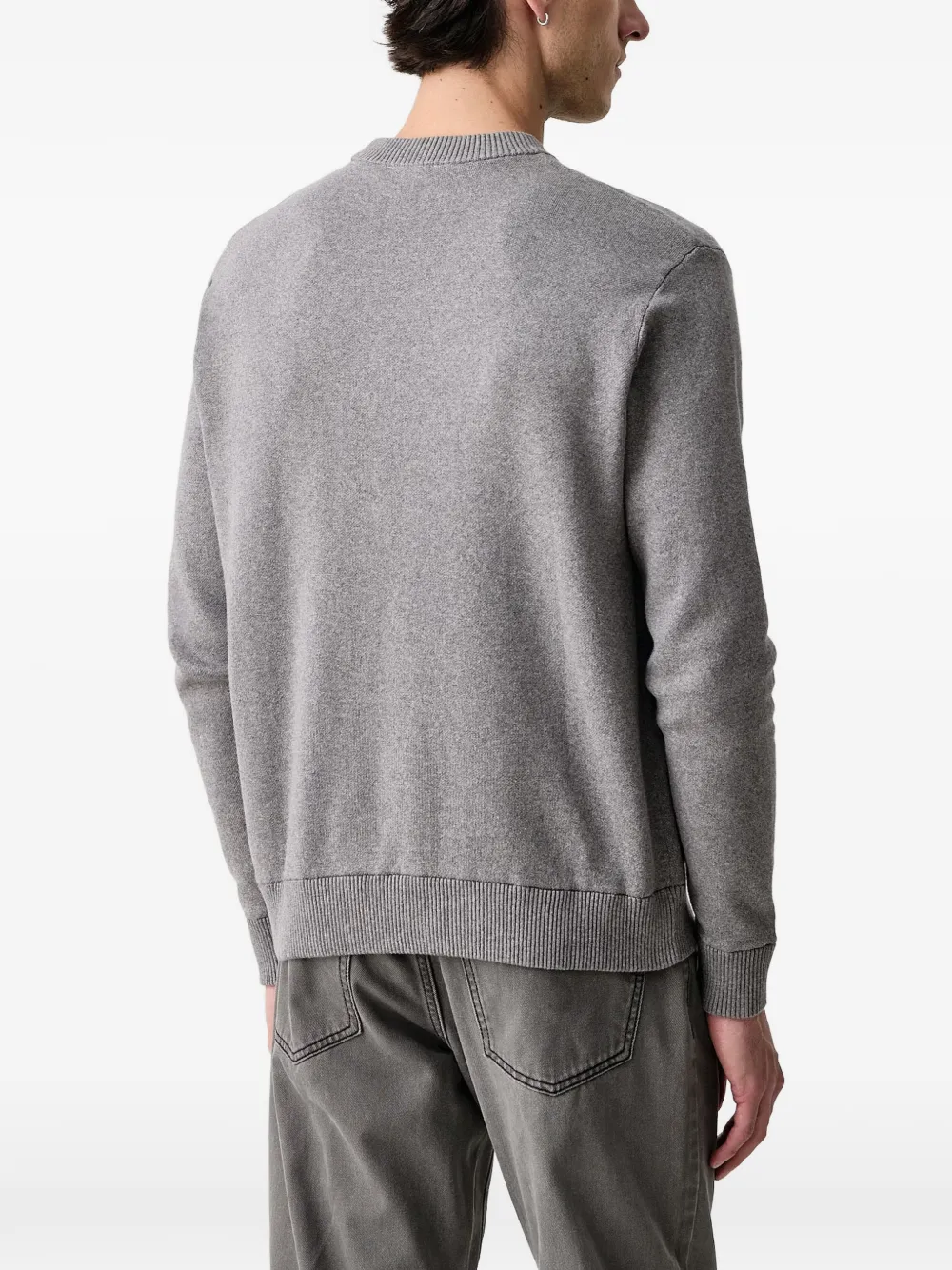 Benetton logo-patch ribbed-trim sweater Grijs