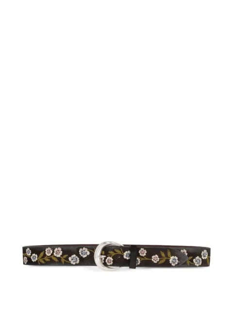 Orciani floral-embroidered leather belt