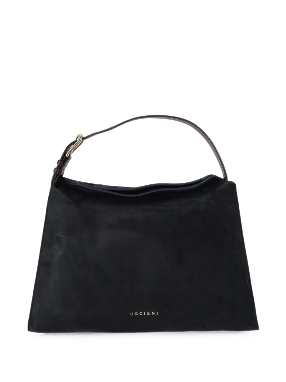 Orciani Midi Trinity Peach Oro Suede Tote Bag In Blue