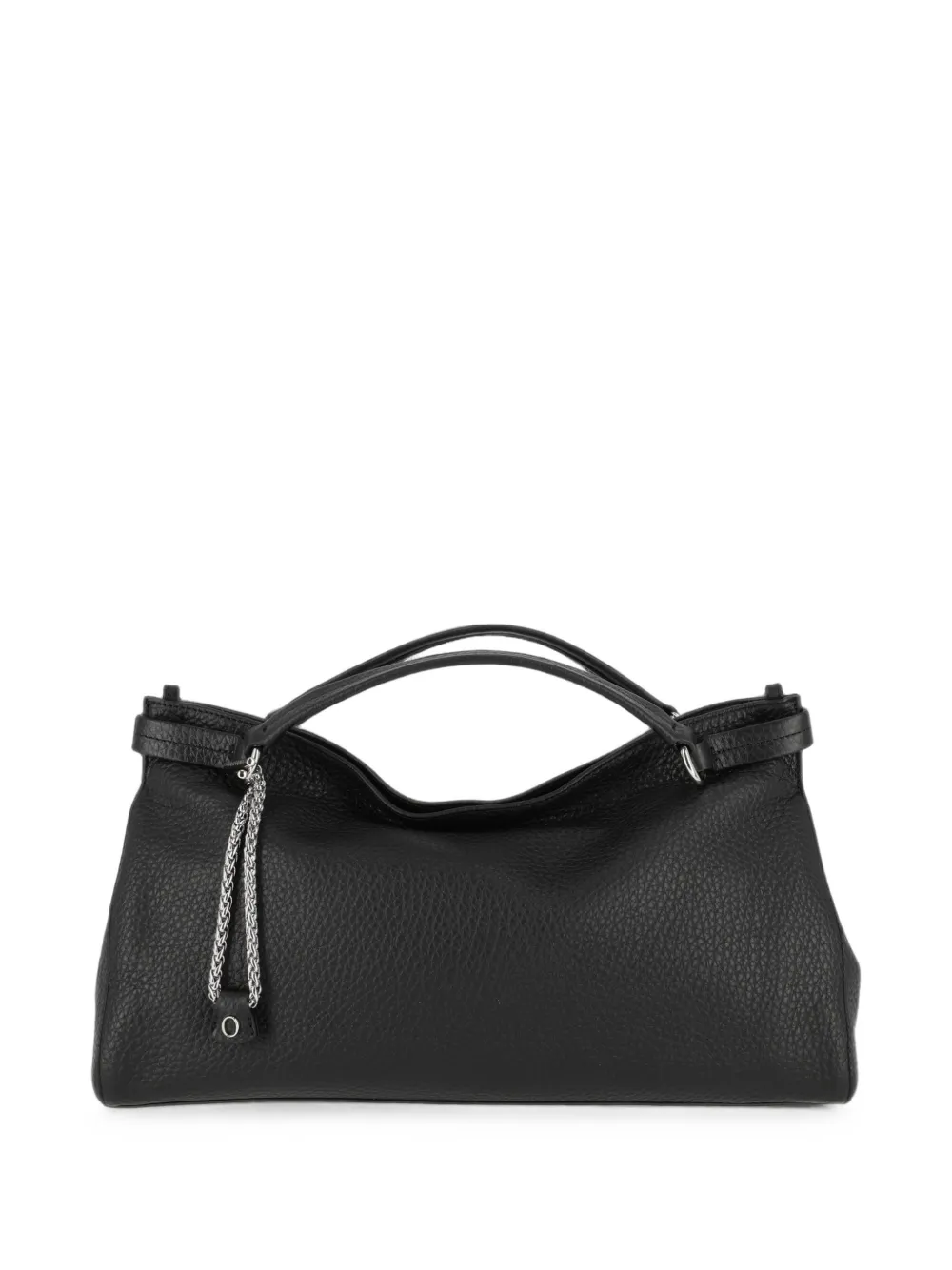Orciani Midi Virgo Soft Grained Leather Tote Bag In Black