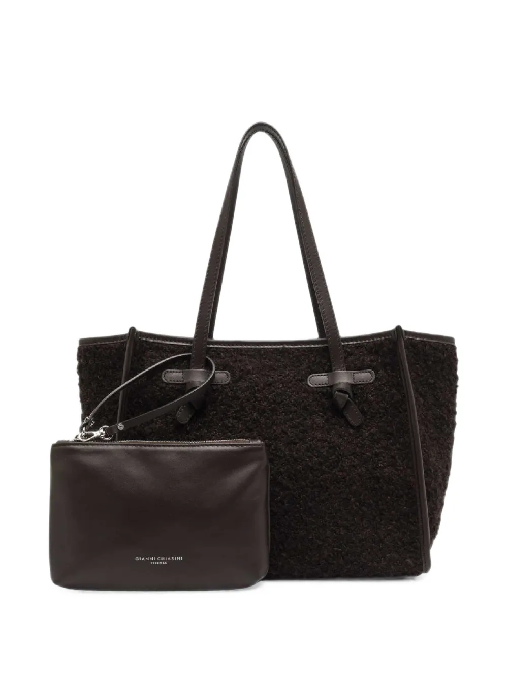 GIANNI CHIARINI Medium Marcella shopper met leren afwerking Bruin