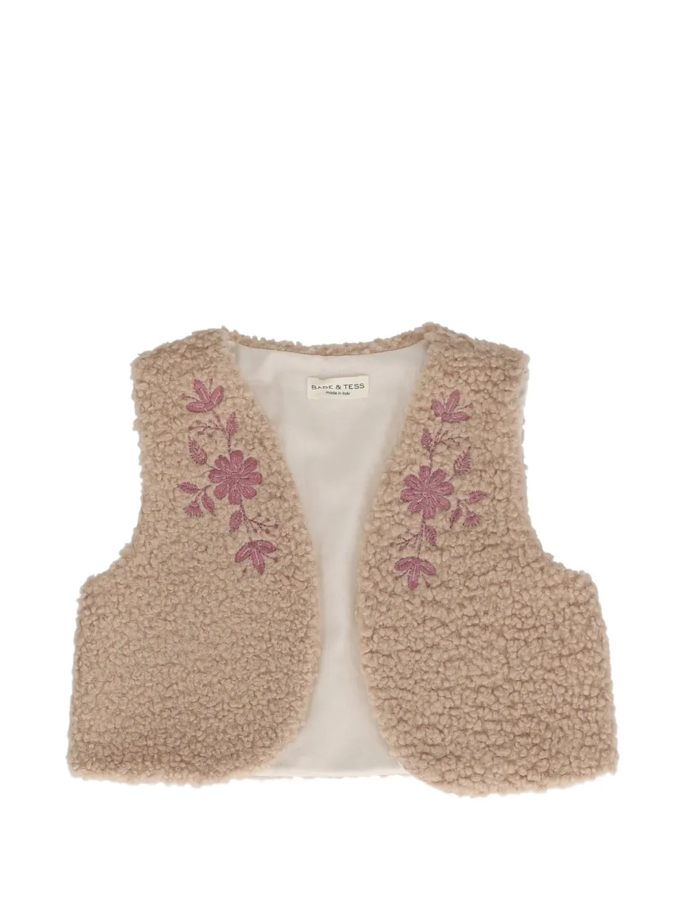 BABE & TESS Talita floral-embroidered teddy gilet - Tons neutres BABE & TESS Talita floral-embroidered teddy gilet - Tons neutres