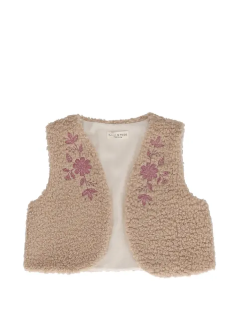 BABE & TESS Talita floral-embroidered teddy gilet