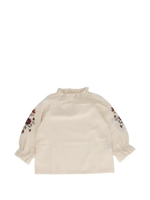 BABE & TESS Anna embroidered ruffled-neck blouse