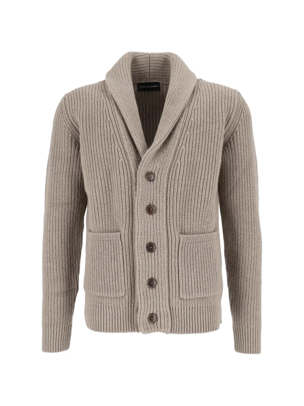 Filippo De Laurentiis ribbed-knit shawl-lapel cardigan - Toni neutri