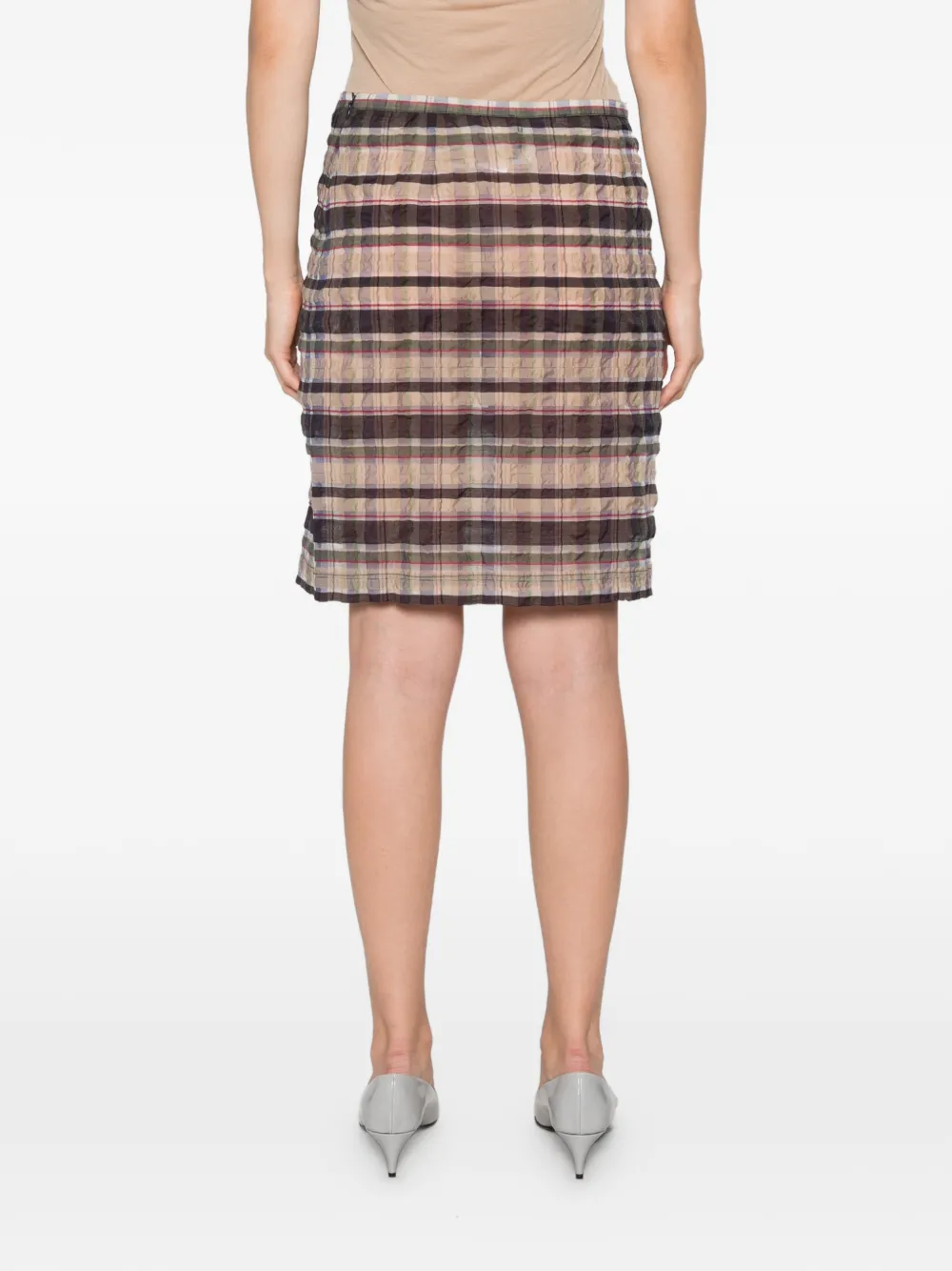 Paloma Wool Geruite mini-rok met gekreukt effect Beige