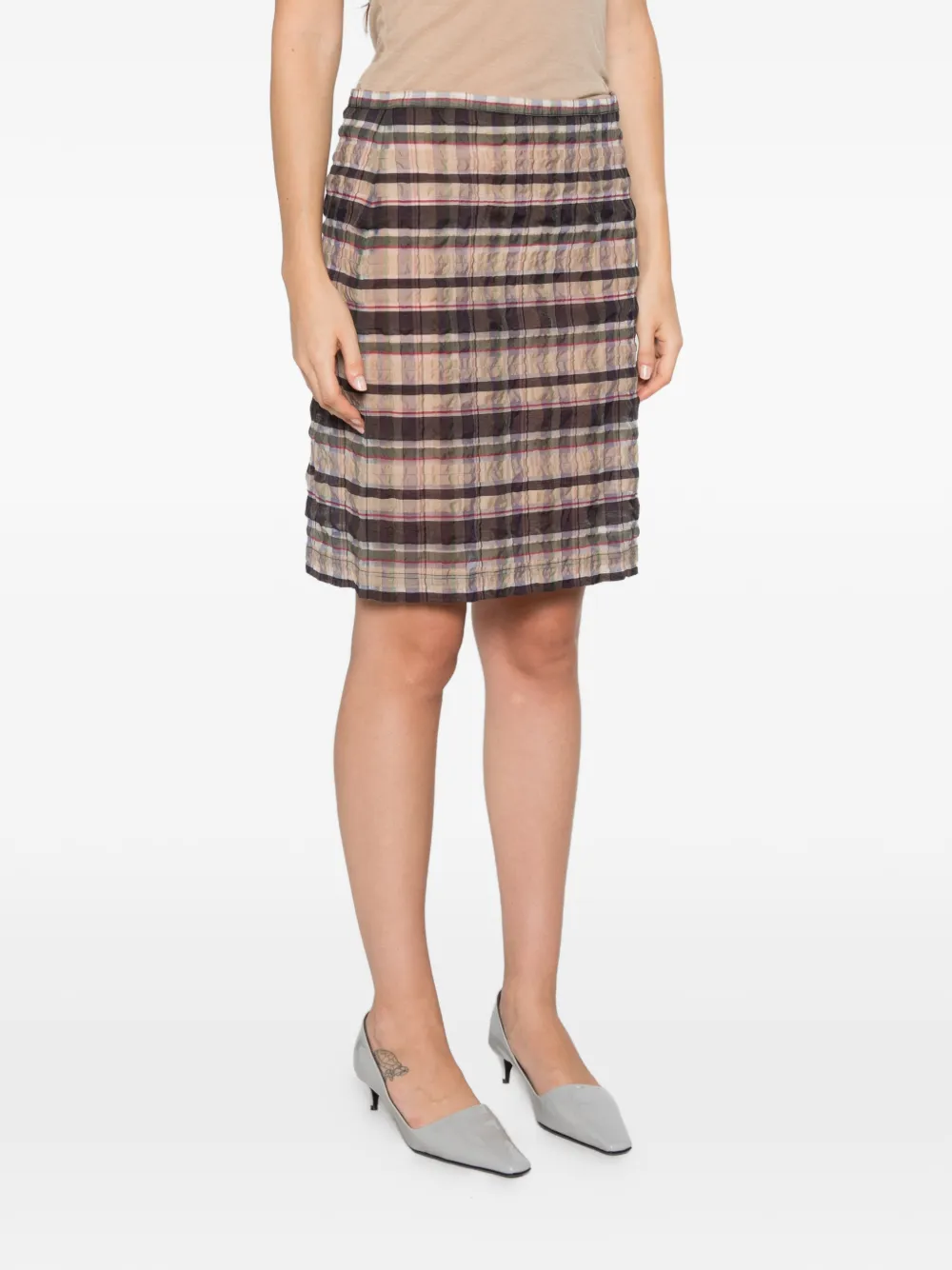 Paloma Wool Geruite mini-rok met gekreukt effect Beige