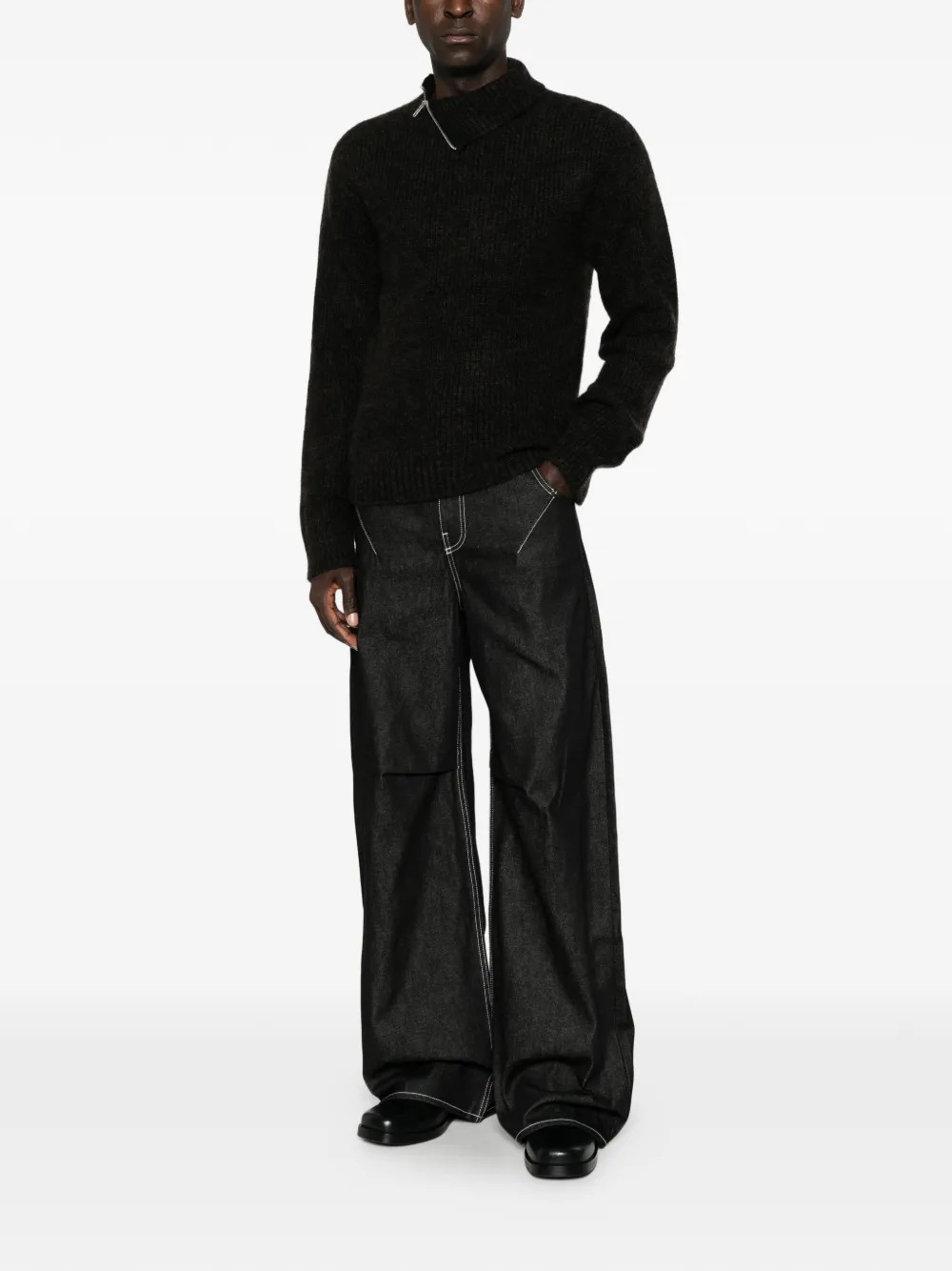 ENTIRE STUDIOS contrast-stitch wide-leg jeans - Nero