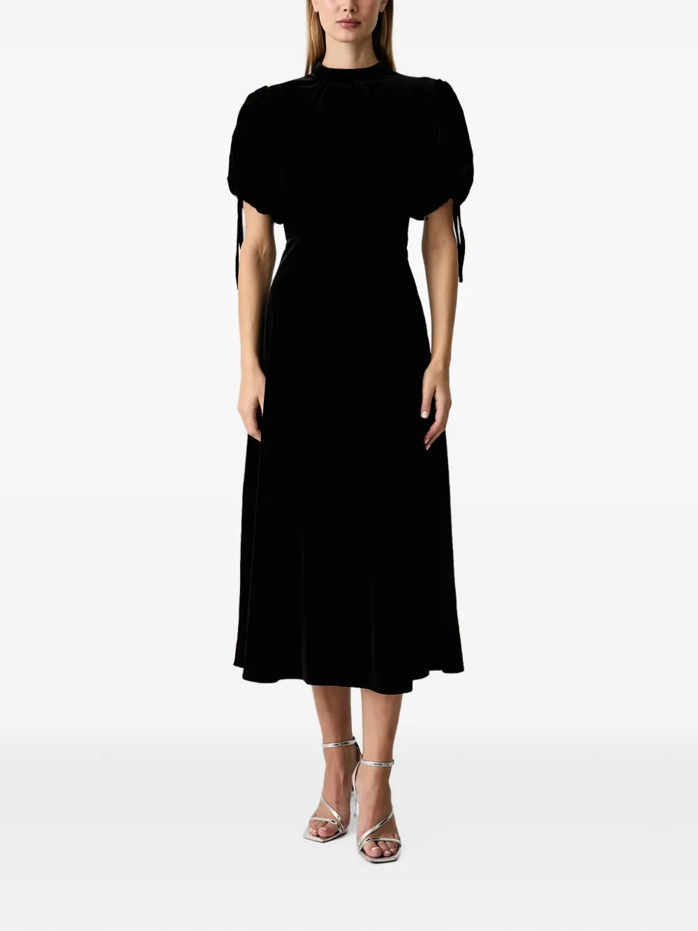 Silvian Heach puff-sleeve midi dress - Noir Silvian Heach puff-sleeve midi dress - Noir