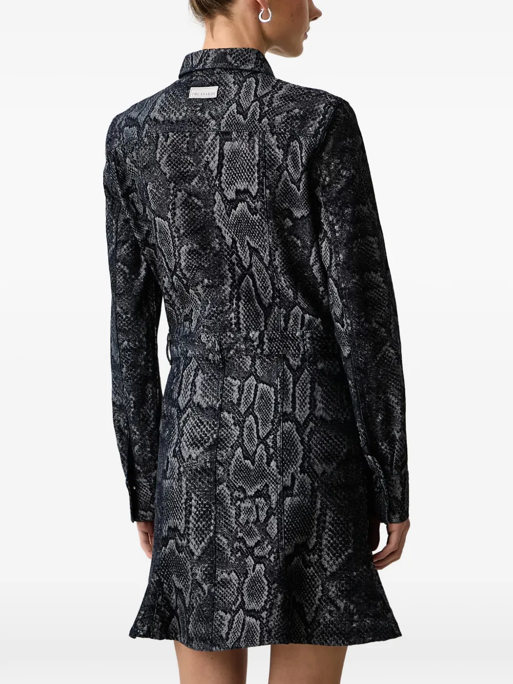 Trussardi Mini-jurk met slangen-print en ruches Zwart